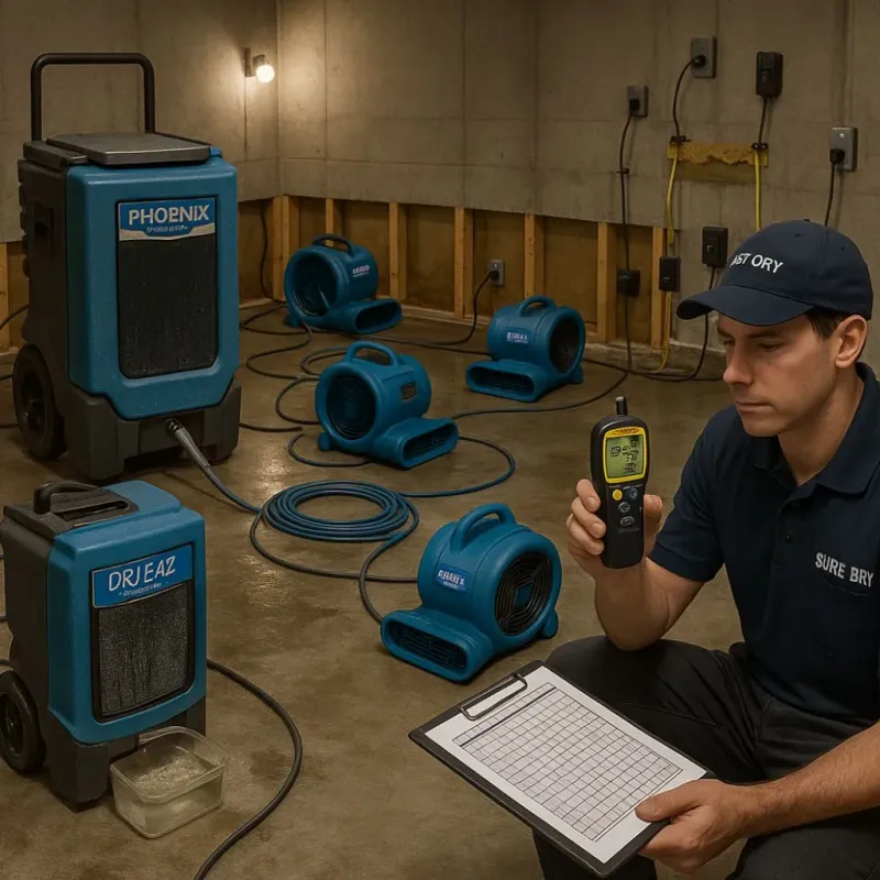 Structural Drying and Dehumidification process in Lee County, TX
